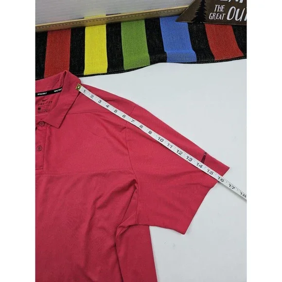 Nike Mens Polo Golf Shirt Size Large Color Pink Dri-Fit Rugby Casual Top - Picture 8 of 9